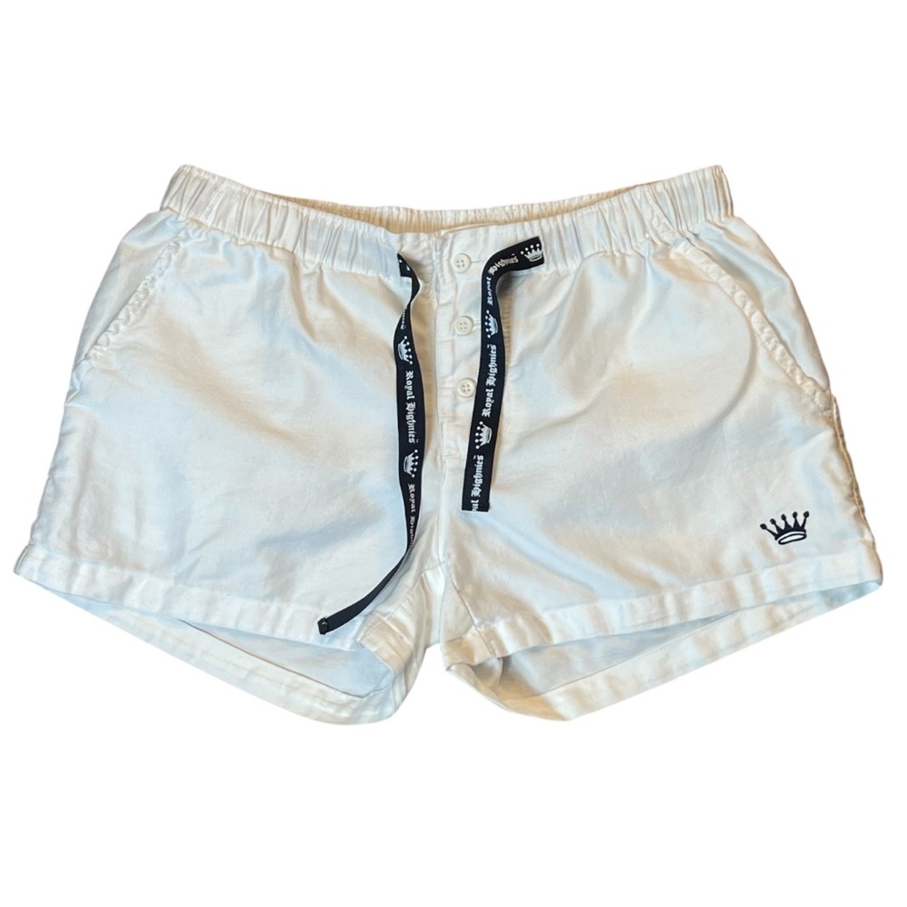 Royal Highnies Lounge Sleep Short Pima Cotton Pockets Elastic Waist White Navy